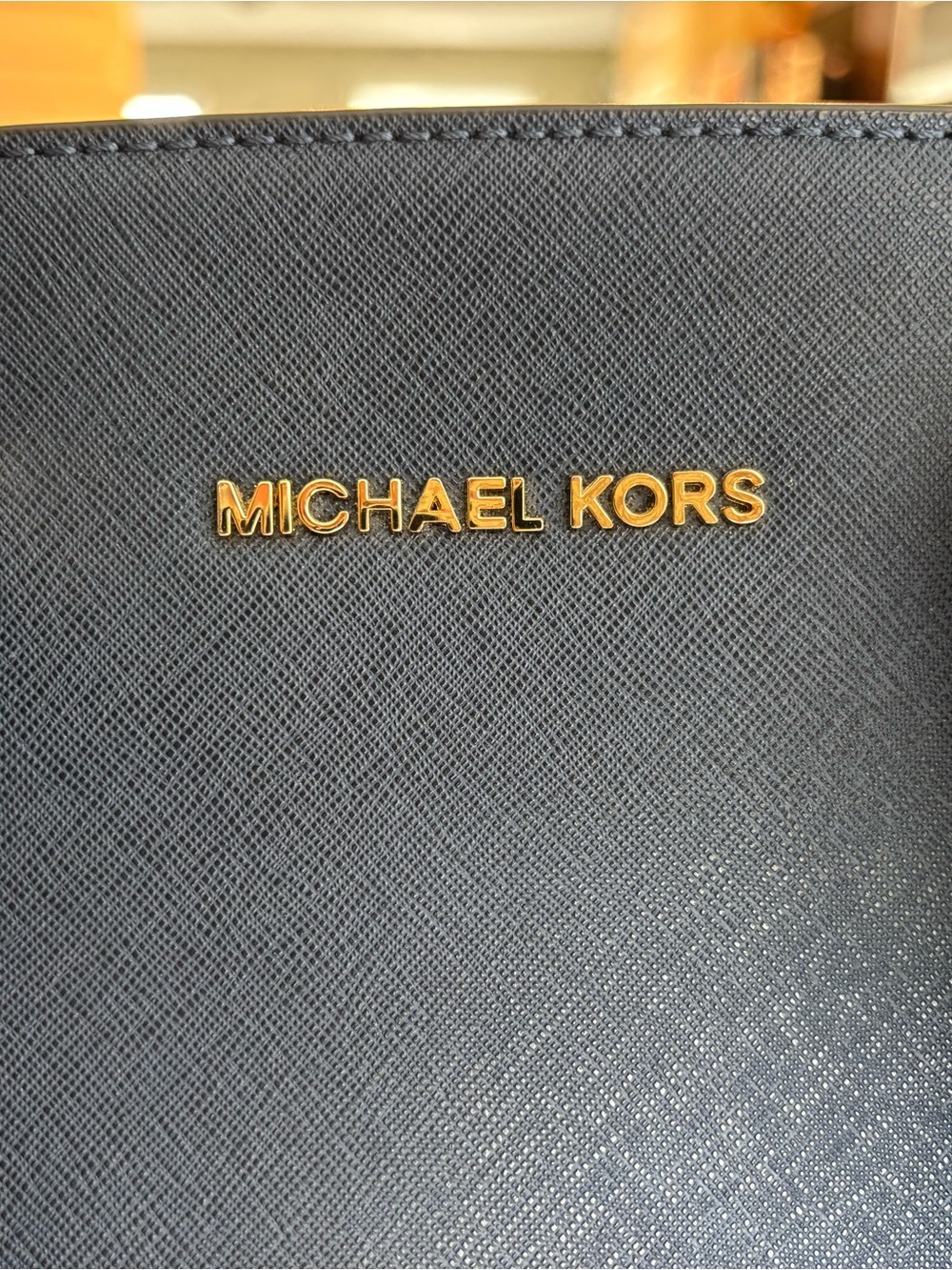 Michael Kors Navy Saffiano Satchel with Gold Hardware - Picture 3 of 6